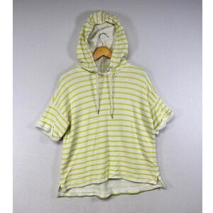 Lou & Grey Striped Short Sleeve Hoodie Women's Size Medium Casual Comfort Top